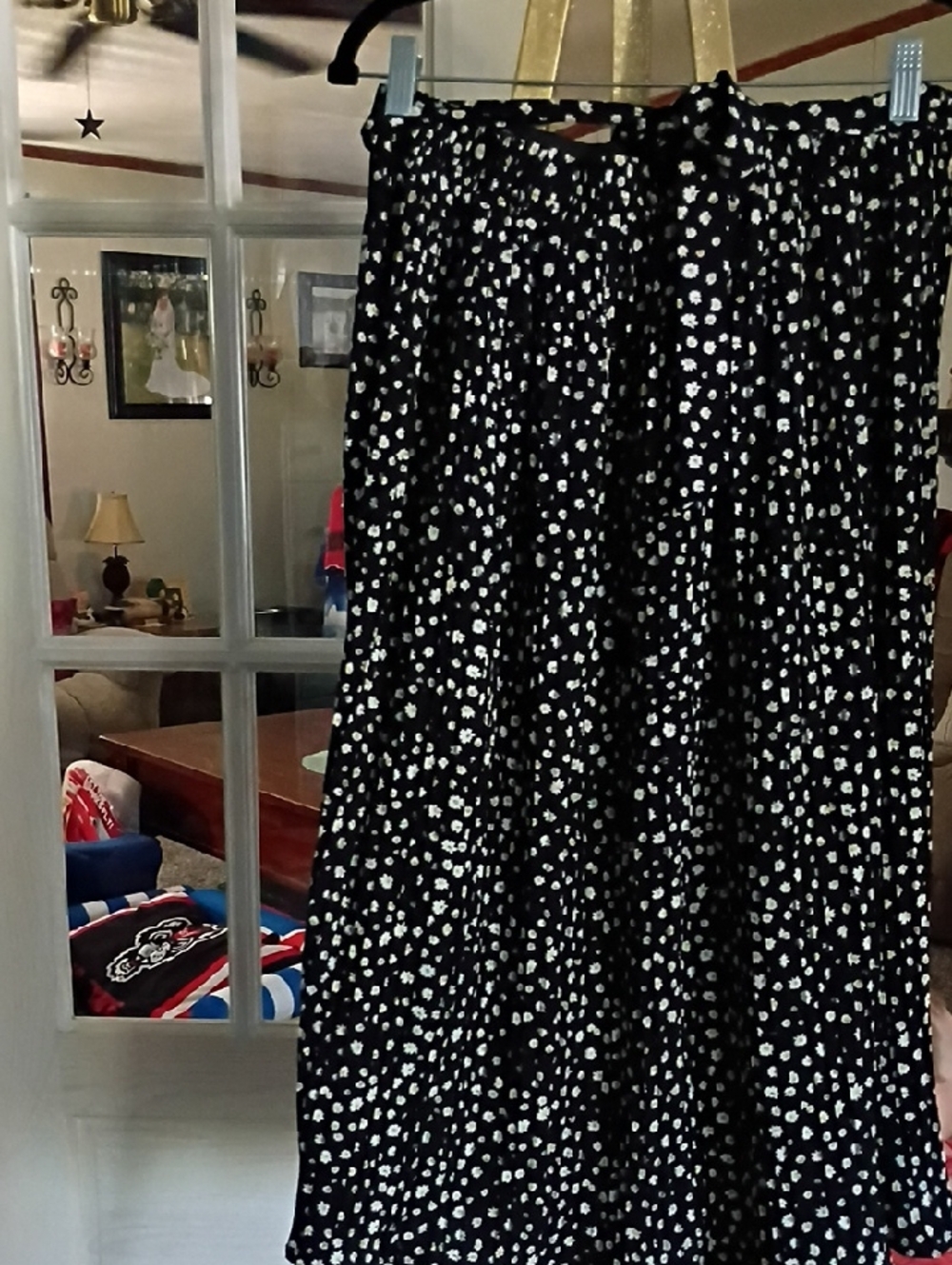 Alice Blue Black Maxi Skirt with White Floral Print